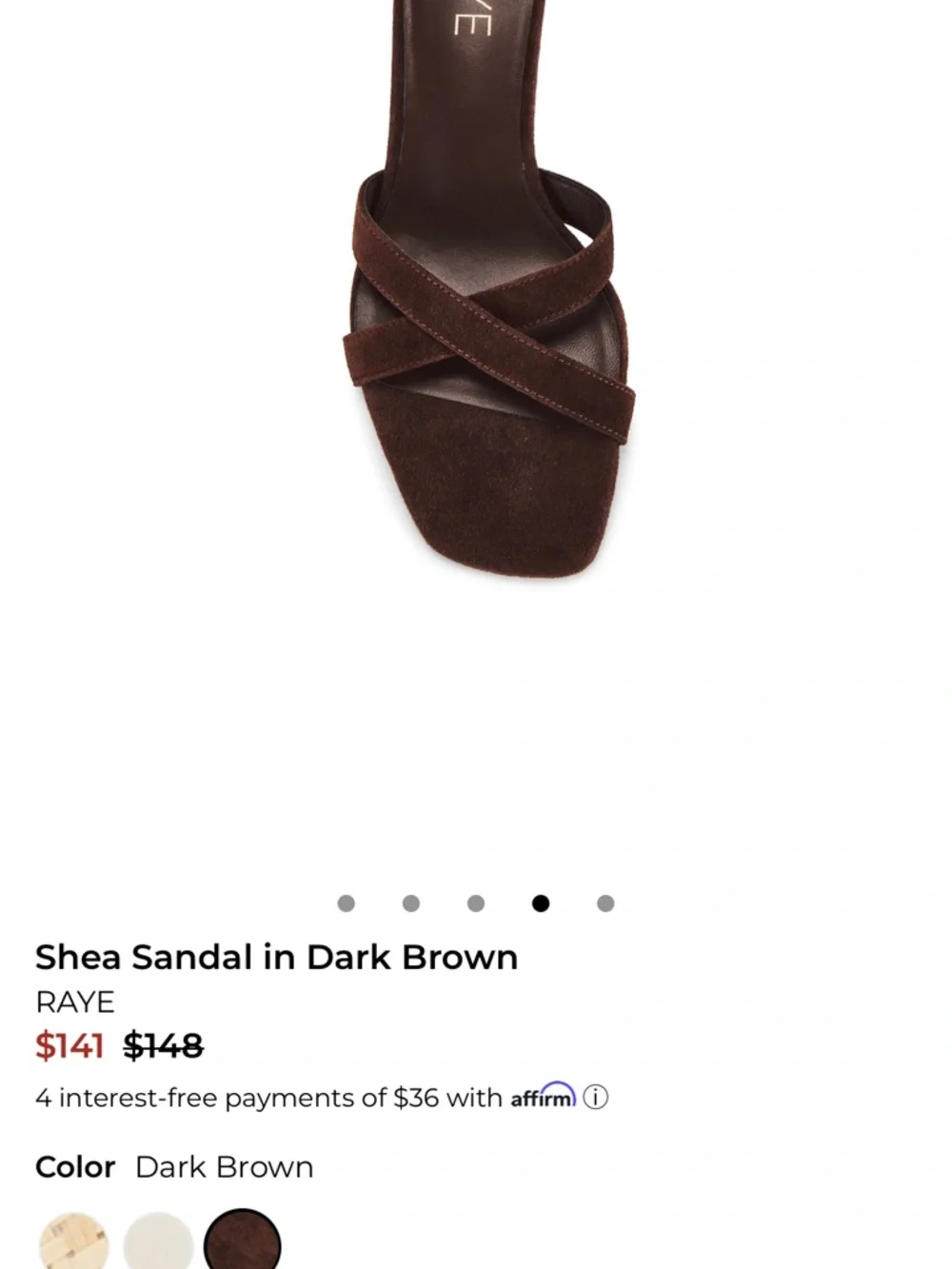 RAYE Shea Sandal in Dark Brown - Picture 5 of 6